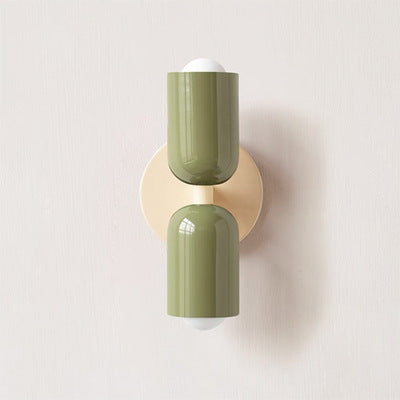 Applique murale chambre | Design Ajustable l'abat-jour du haut est vert, celui du bas est vert et le châssis beige.