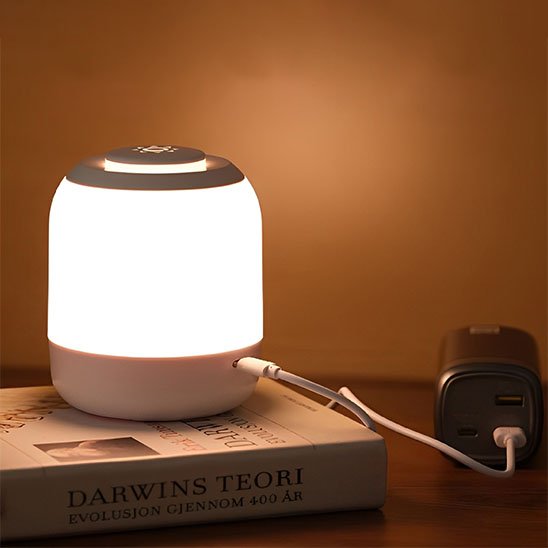 Lampe de chevet tactile |LumiTouch-Reactive brancher sur le port USB 3 d'une station de recharge