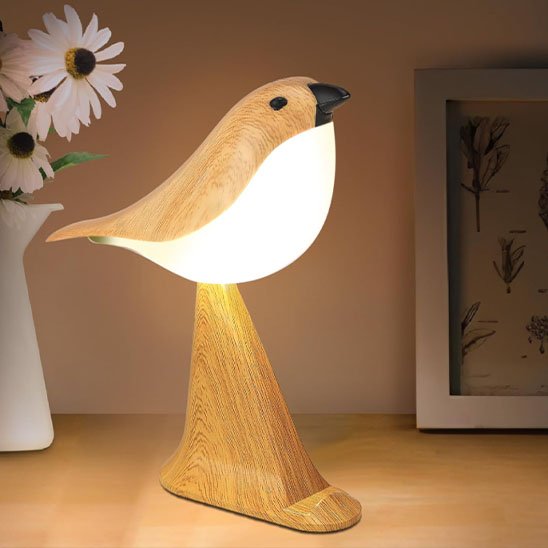 Lampe de chevet tactile | NatureBird couleur de bois naturel appelé couleur jaune ou être.