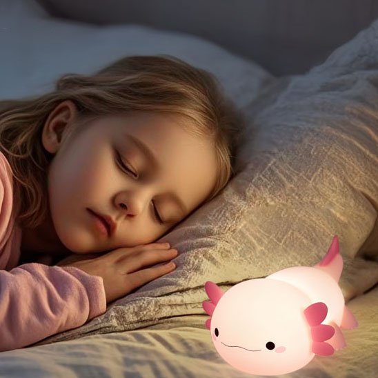 Veilleuse de bébé Axolotl Nuit Douce douce couleur rosée