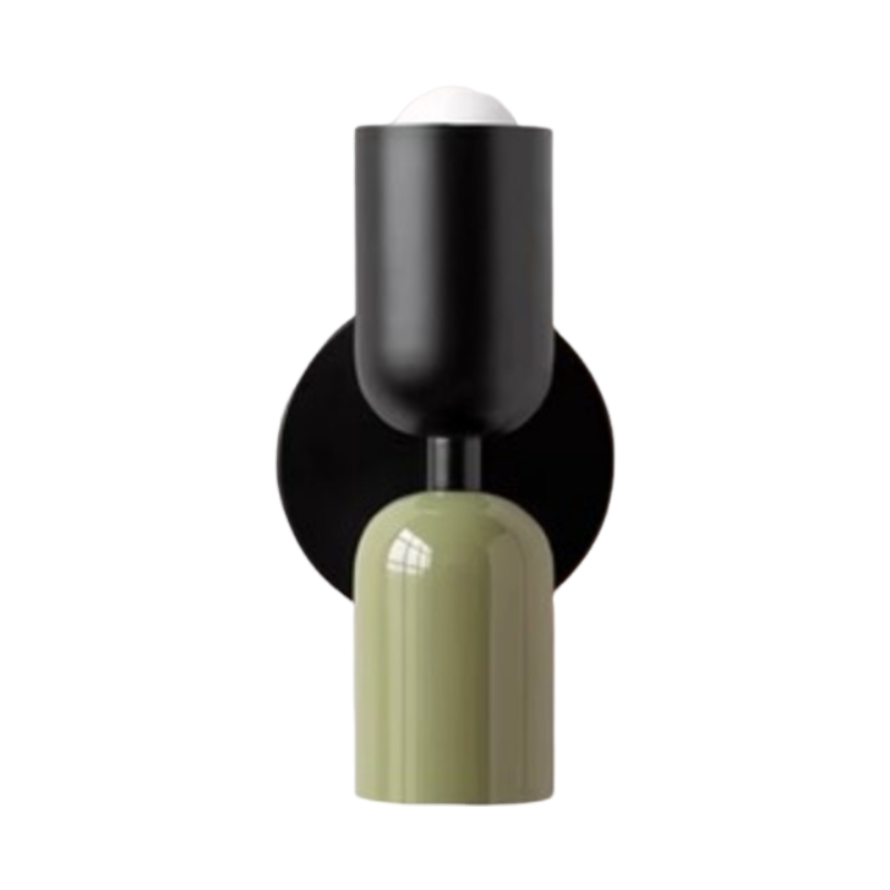 Applique murale chambre | Design Ajustable l'abat-jour du haut est noir, celui du bas est vert et le châssis noir.