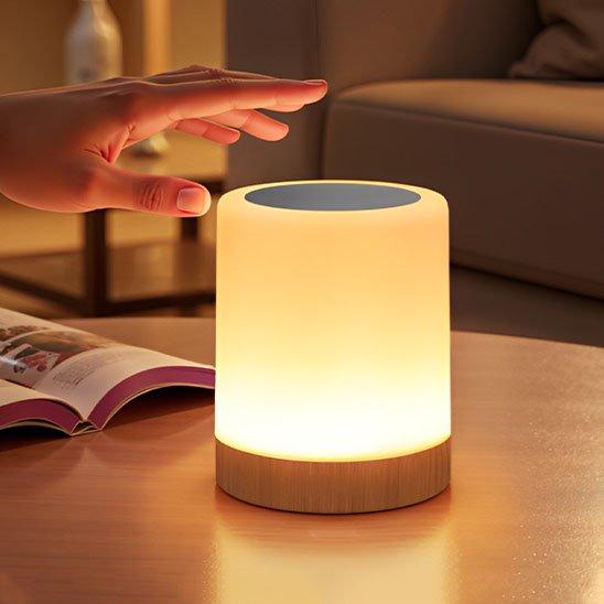 Lampe de chevet | Lumina posée sur une table de living-room.