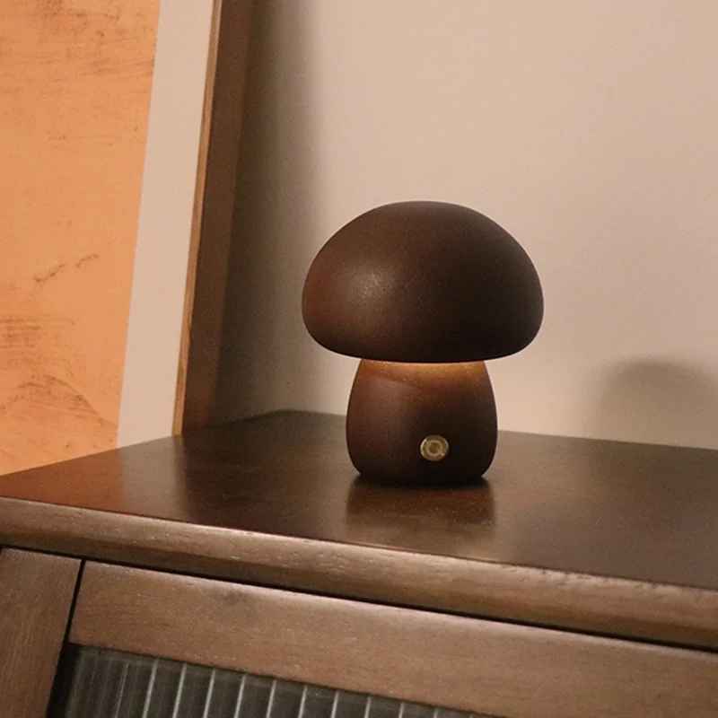 Lampe champignon Eco-design Type D Couleur Noyer