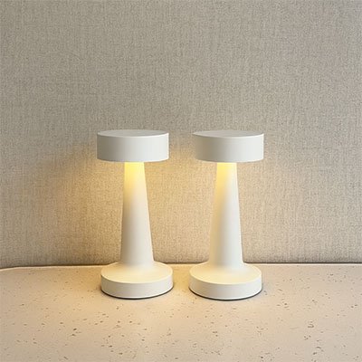 Duo de lampes de table design Minimaliste blanches